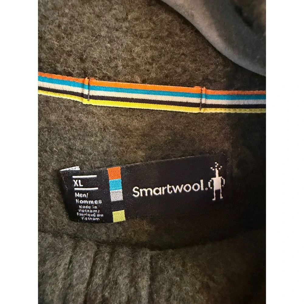 Smartwool Hudson Trail Fleece Half Zip Sweater Mens XL Dark Green Hiking